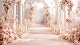 梦幻粉色系浪漫婚礼场景