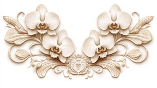精美木雕兰花装饰图案