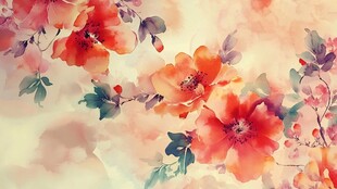 水彩花卉 绚烂绽放的花朵