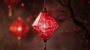 古典红菱形灯笼韵味十足