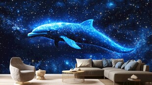 梦幻星空海豚客厅背景墙