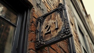 复古风格的21号门牌