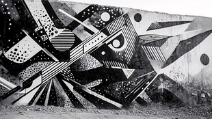 黑白几何风街头涂鸦艺术