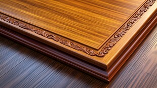 精美雕花实木桌面细节