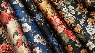 多彩花卉布料展示