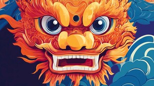 中式瑞兽龙首插画设计