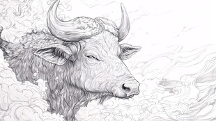 水墨风格牛的写意画