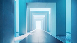 梦幻蓝色未来感光影长廊