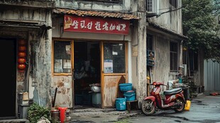 老旧街道的缝纫加工店