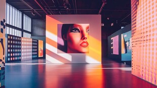 艺术展厅中的巨幅人物影像