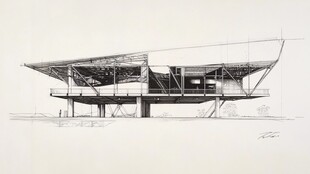 现代风格建筑手绘图稿