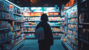 超市中独自购物的身影