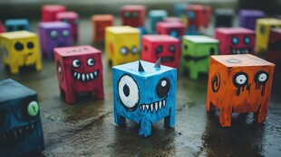 多彩搞怪方块小怪兽