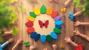 儿童共创多彩蝴蝶图案