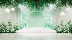 清新绿系梦幻婚礼舞台
