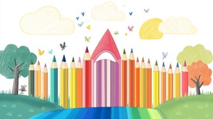 彩色铅笔搭建的梦幻校园