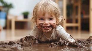 快乐玩泥的萌娃