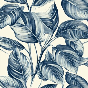 蓝叶植物无缝图案背景