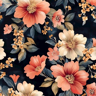 深色背景花卉图案设计