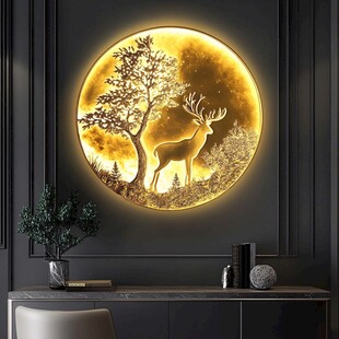 梦幻鹿影圆月壁饰艺术