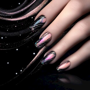 梦幻星空风美甲艺术展示