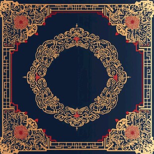 中式传统金色边框图案设计