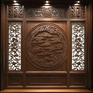 中式木雕屏风 古典艺术之美