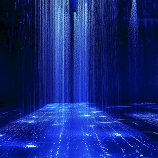 蓝色数据雨科技感背景图