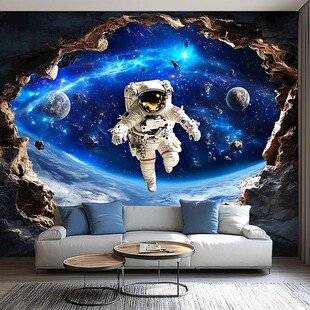 梦幻太空宇航员壁画场景