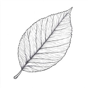 手绘单叶片线稿图