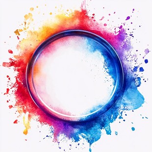 多彩水彩圆环创意背景图