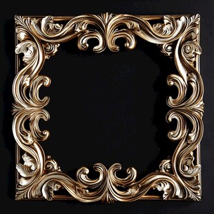华丽金色雕花方形画框