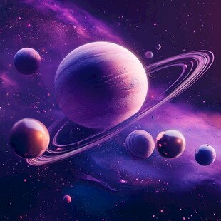 梦幻紫色系星际行星景观