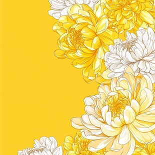 黄色背景花卉图案设计