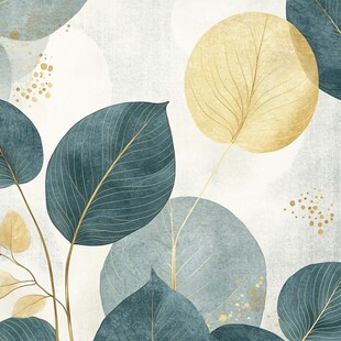 清新叶子几何图案背景图