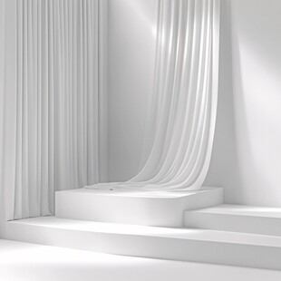 纯白极简风室内展示空间