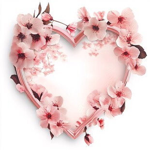 心形樱花花环浪漫边框