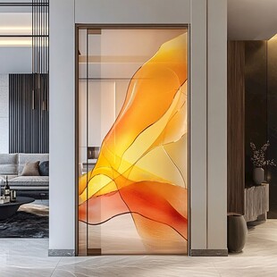 现代客厅艺术玻璃隔断