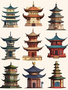 中式古典塔楼建筑图