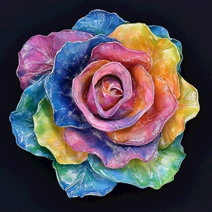 多彩陶瓷玫瑰花艺术摆件