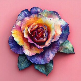 五彩斑斓立体玫瑰花