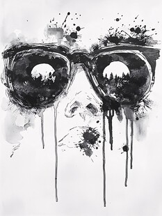 水墨风泼墨眼镜艺术图像