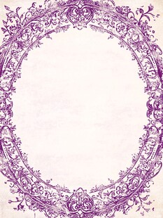 紫色复古花纹椭圆边框