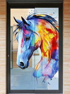 彩色骏马玻璃艺术画