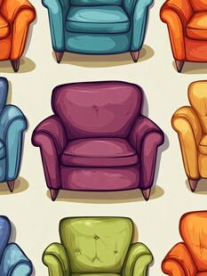 多彩卡通单人沙发图案