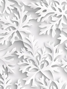 白色剪纸风植物纹理图案