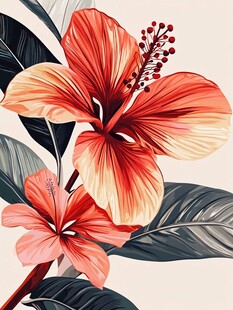 艳丽扶桑花绽放的美丽