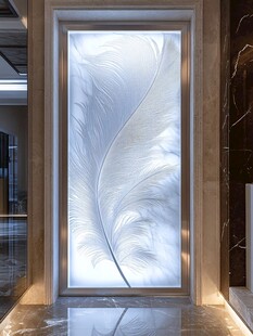 羽毛艺术玻璃隔断装饰