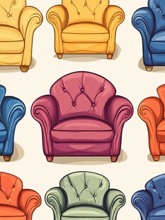 多彩复古单人沙发图案