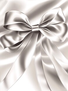 银色缎面蝴蝶结精美特写